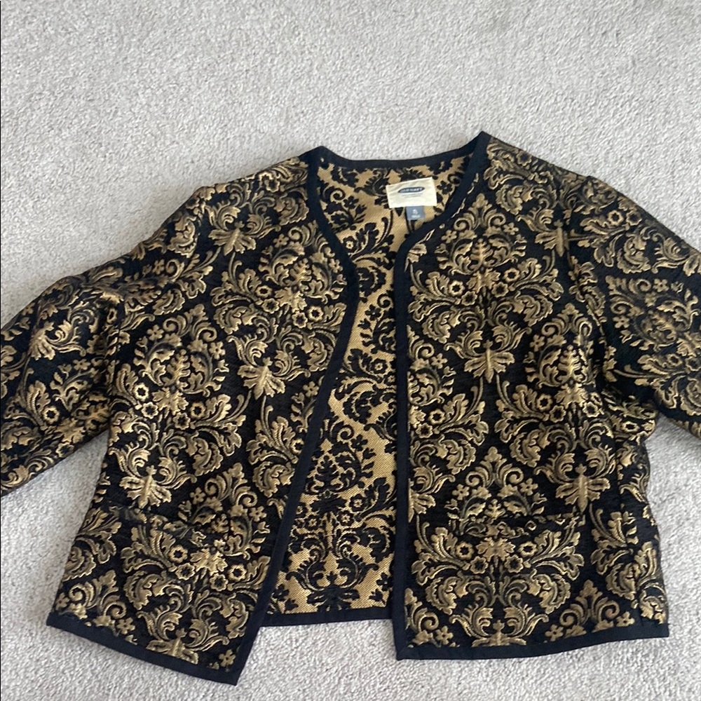 Old Navy Black and Gold Brocade Blazer